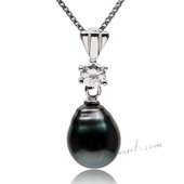 Thpd112 Newest 925Silver 9-10mm Baroque Black Tahitian Pendant