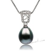 Thpd118 Sterling silver Pendant with 9-10mm Drop shape Tahitian pearl