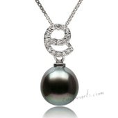 Thpd119 Sterling silver Pendant with 9-10mm Drop shape Tahitian pearl