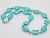 tqn062 15*20mm turquoise necklace alternating with 6mm turquoise  beads