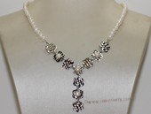 wn072  Freshwater Pearl Bridal Necklace Sterling Silver  Wedding Jewelry