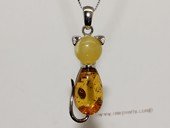 ap010 Amazing Sterling Silver Nature Amber Pendant