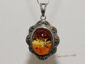 ap011 Amazing Sterling Silver Nature Amber Pendant