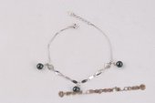 apb002 cultured black akoya pearl bracelet with steling silver chain