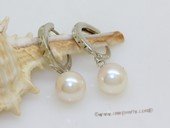 ape002 sterling silver 7.5-8mm white akoya pearls hoop earrings