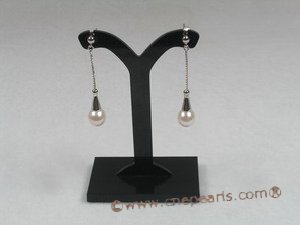 ape006 925silver 7.5-8mm white saltwater pearls Dangles Bridal Earrings