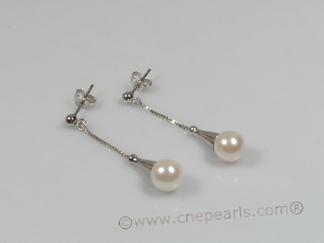 white saltwater pearls Dangles Bridal Earrings