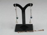 ape010 sterling white&black cultured saltwater pearls Dangling Earrings