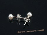ape012 sterling silver 4-4.5mm AAA grade akoya seed pearl stud earrings
