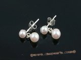 ape013 Sterling silver white round akoya pearl dangle stud earring in wholesale