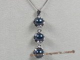 app005 Sterling black 6.5-7mm chinese akoya pearl pendant