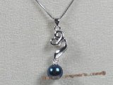 app014 Sterling black 7-7.5mm chinese akoya pearl pendant