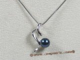 app027 sterling silver black round saltwater pearl pendant wholesale