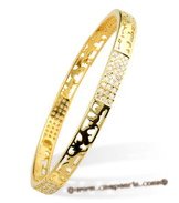 babr018 Gold plating sparkly CZ's carve bangle and bracelet