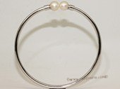 babr024 Freshwater Pearl Sterling Silver  Bypass-style  Bangle Bracelet