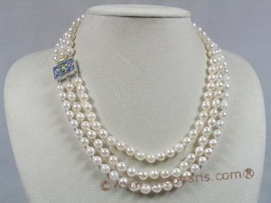 bapn001 Baroque Akoya saltwater cultured pearl necklace triple strand Rope