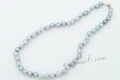 Bapn016 Hand knotted Grey Baroque Cultured Akoya Pearl Princess Necklace