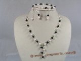 bapnset009 Y style Baroque cultured akoya pearls with black agate necklace set