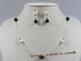 bapnset011 sterling baroque Akoya Pearl with agate Tin cup necklace