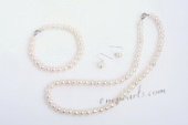 Bapnset016 Hand knotted B Grade Akoay Pearl Necklace and bracelet Jewelry set