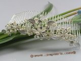 hcj004 Blooming pearl and crystal silver-tone metal Bridal Comb