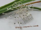 hcj007 flexible plate silver wire with rhinestones bridal comb