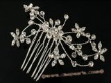 bcj012 flexible plate silver wire with rhinestones bridal comb on sale