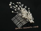 hcj017 Wholesale Davina pearl and crystal wedding comb