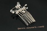 bcj035 Delicate looking pearl and crystal Side& back comb