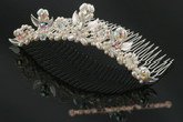 bcj043 Hand-wired clusters of freshwater pearls and crystal bridal comb