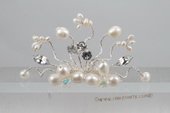 bcj057 Modern seed pearl and crystal side or back flower comb