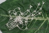 bcj059 flexible plate silver wire with rhinestones bridal comb on sale