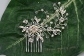 bcj061 Hand-crafted crystal flower bridal comb with seed pearl