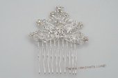 bcj062 flexible plate silver wire bridal comb with rhinestones