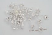bcj067 flexible plate silver wire with rhinestones bridal comb on sale