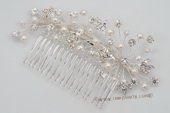bcj068 Hand-wired freshwater seed pearls and crystal bridal comb