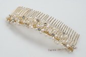 bcj069 Freshwater Pearls & Crystals blooming flower Bridal Comb jewelry