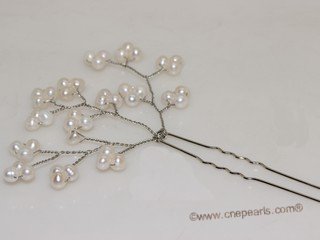 bcj079  Hand-crafted freshwater pearl  flower bridal head pin