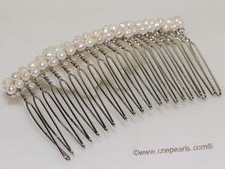 bcj081 Fashion Cultured Pearl Silver-toned Bridal Hair Clamp