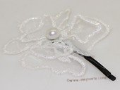 bcj085  Hand-embellished freshwater pearl silver tone lace hair clip