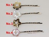 bcj086 Shell flower hair snap clips pearl bridal accessory