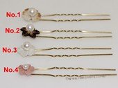 bcj087 Shell flower hair pin pearl bridal accessory