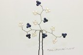 bcj093 Stunning Floral Vine Hair Pin with freshwater potato pearl