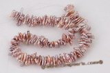 Freshwater Pearls, Flat Biwa Stick Shaped, Center-Drilled, Natural Peach  Approx. 10x25mm (16 Strand)