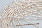 biwa046 White 6*18mm Long-drilled Freshwater Biwa/Stick Pearl Strand