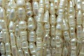 biwa049 White 4*14mm Long-drilled Freshwater Biwa/Stick Pearl Strand