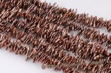 biwa32 20mm Center-drilled Freshwater Biwa/Stick Pearl Strand in Coffee