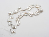 biwa37 13*30mm White Sider-drilled Baroque Biwa/Stick Pearl Strand