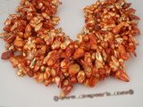 blister1015 wholesale medium orange  9-10mm baroque blister freshwater pearl, five strand