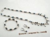 bpnset004 fashion baby black and white potato freshwater pearl necklace set